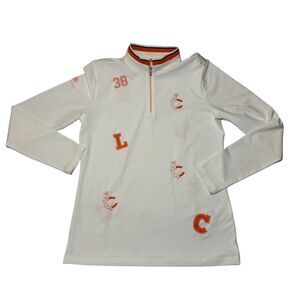 Louis Castel Womens 1/4 Zip Long Sleeve white Shirt Golf Pullover - Size 95